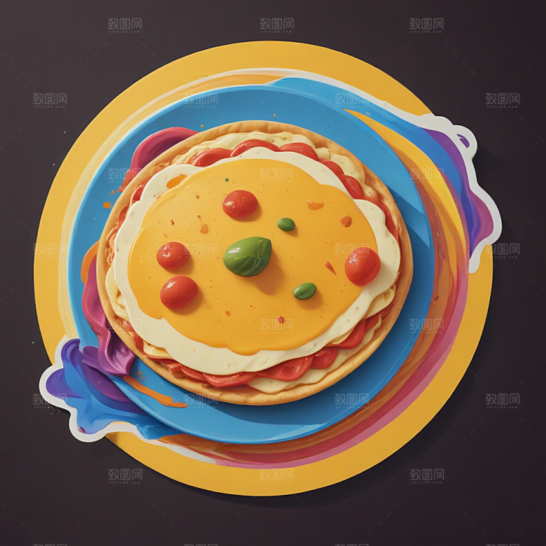 一只煎蛋插画卡通风格贴纸