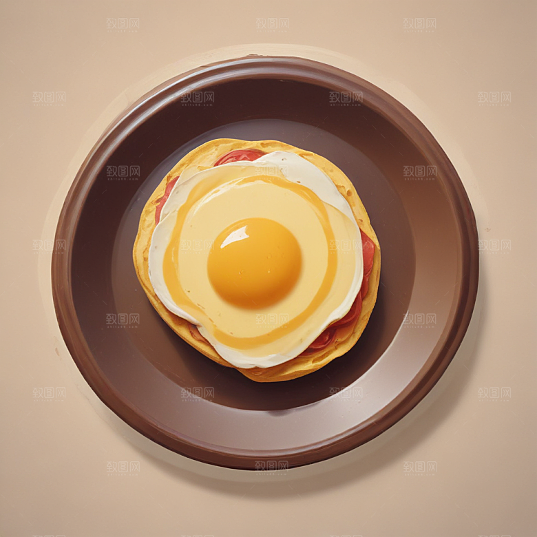 一只煎蛋插画卡通风格贴纸