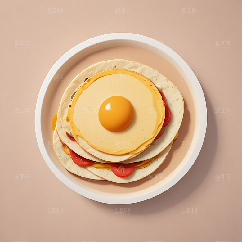 一只煎蛋插画卡通风格贴纸