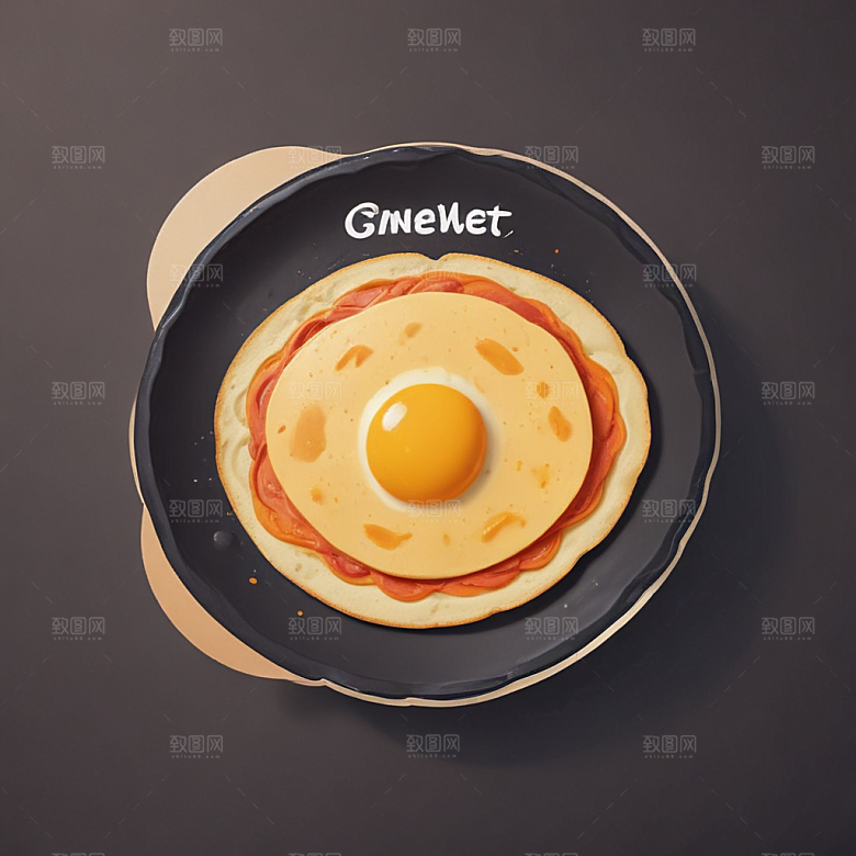 一只煎蛋插画卡通风格贴纸
