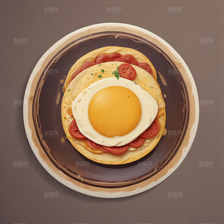 一只煎蛋插画卡通风格贴纸