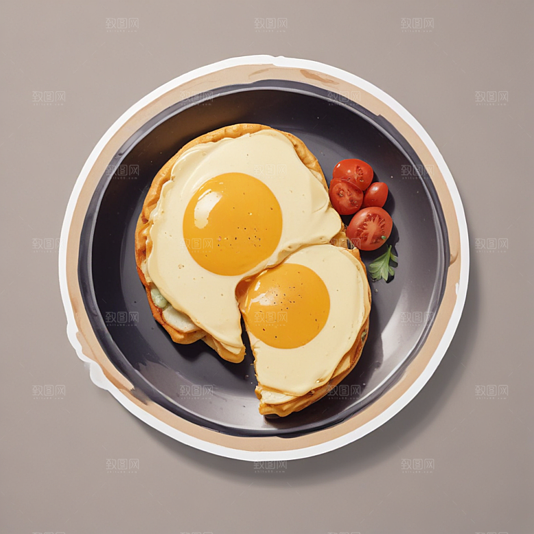 一只煎蛋插画卡通风格贴纸