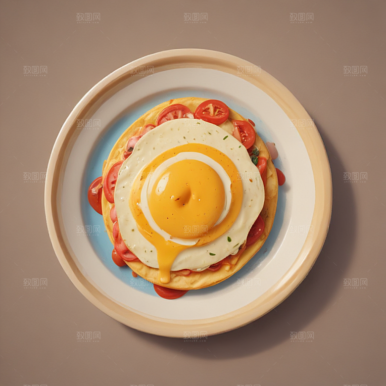 一只煎蛋插画卡通风格贴纸