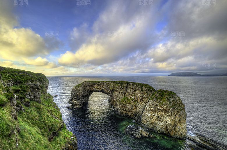 海景海滩沙滩海边大海蓝色海洋石拱门