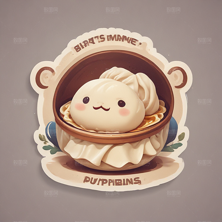 一份水饺插画卡通风格贴纸