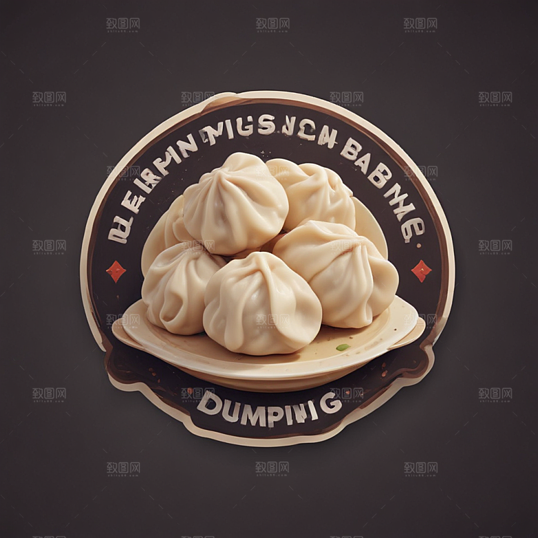 一份水饺插画卡通风格贴纸