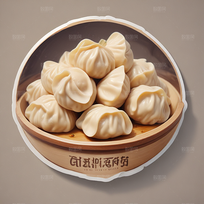 一份水饺插画卡通风格贴纸