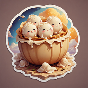 一份水饺插画卡通风格贴纸