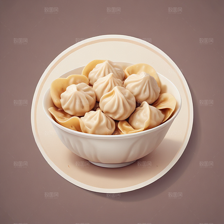 一份水饺插画卡通风格贴纸