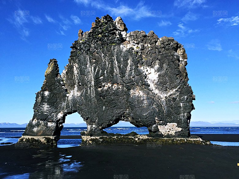 高清海景海滩沙滩海边岩石大海蓝色海洋
