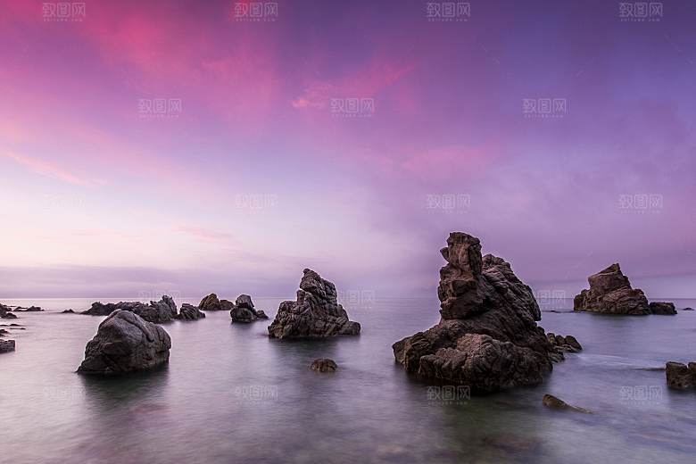高清海景海滩沙滩海边岩石大海蓝色海洋