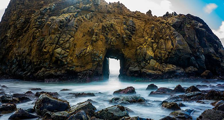 高清海景海滩沙滩海边岩石大海蓝色海洋素材