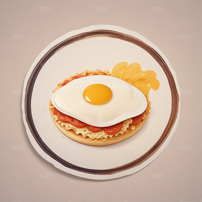 一份蛋包饭插画卡通风格贴纸