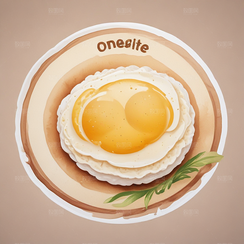 一份蛋包饭插画卡通风格贴纸
