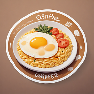 一份蛋包饭插画卡通风格贴纸