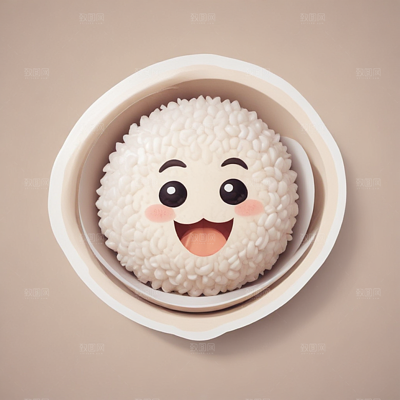 一个饭团插画卡通风格贴纸