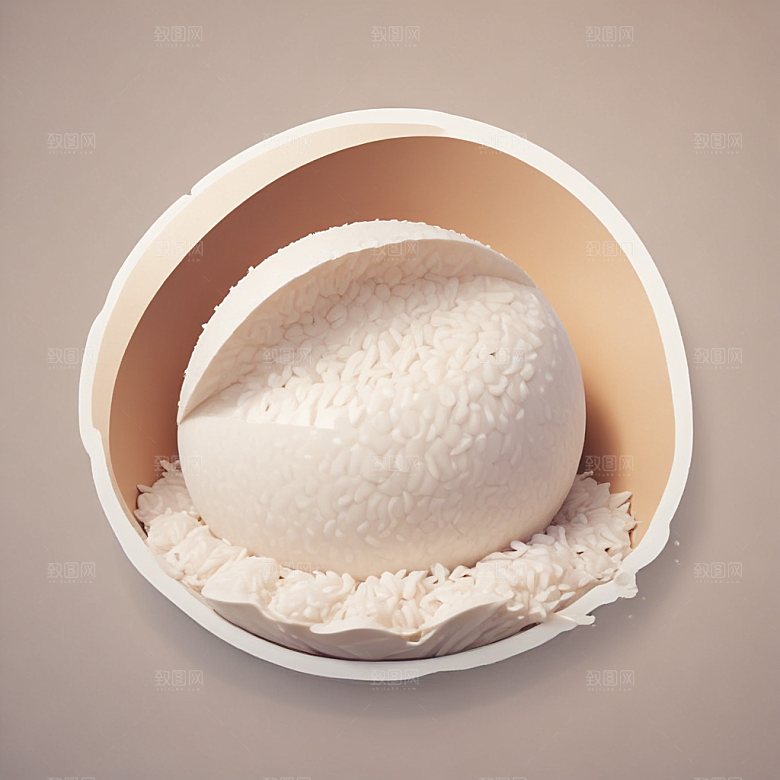 一个饭团插画卡通风格贴纸