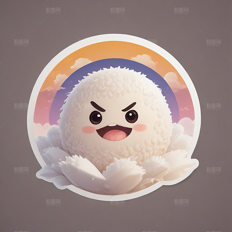 一个饭团插画卡通风格贴纸