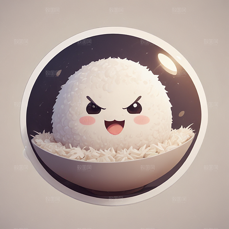 一个饭团插画卡通风格贴纸