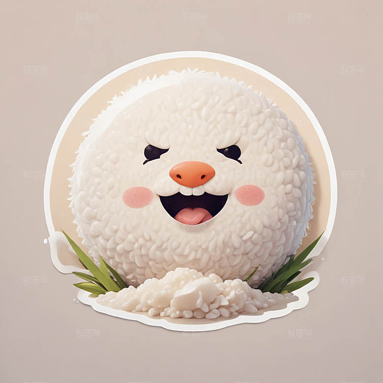 一个饭团插画卡通风格贴纸