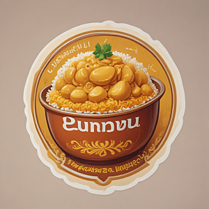 一份咖喱饭插画卡通风格贴纸
