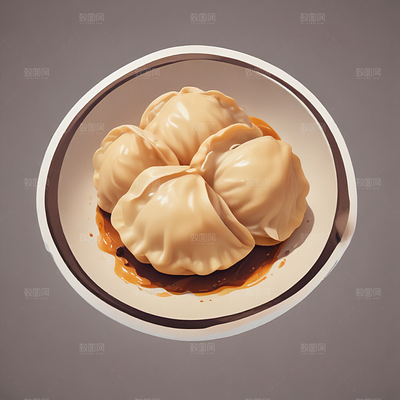 一份煎饺插画卡通风格贴纸