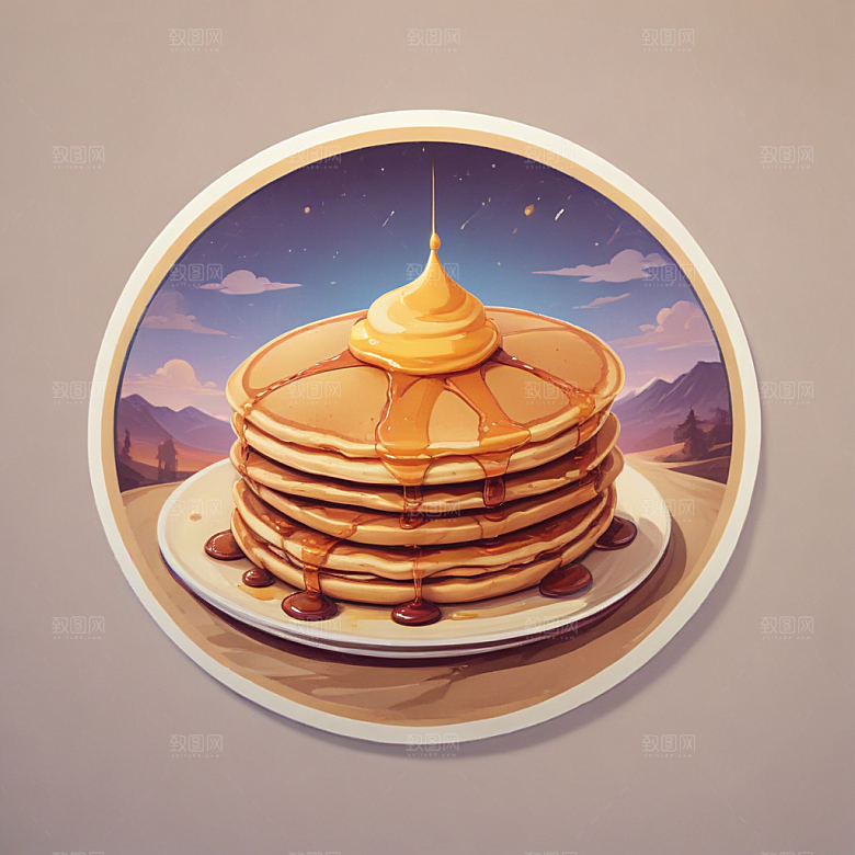一张煎饼插画卡通风格贴纸