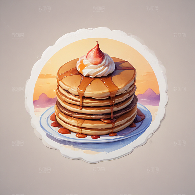 一张煎饼插画卡通风格贴纸