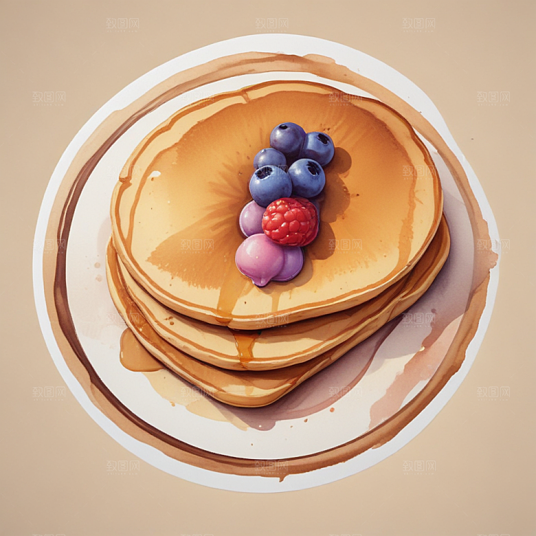 一张煎饼插画卡通风格贴纸