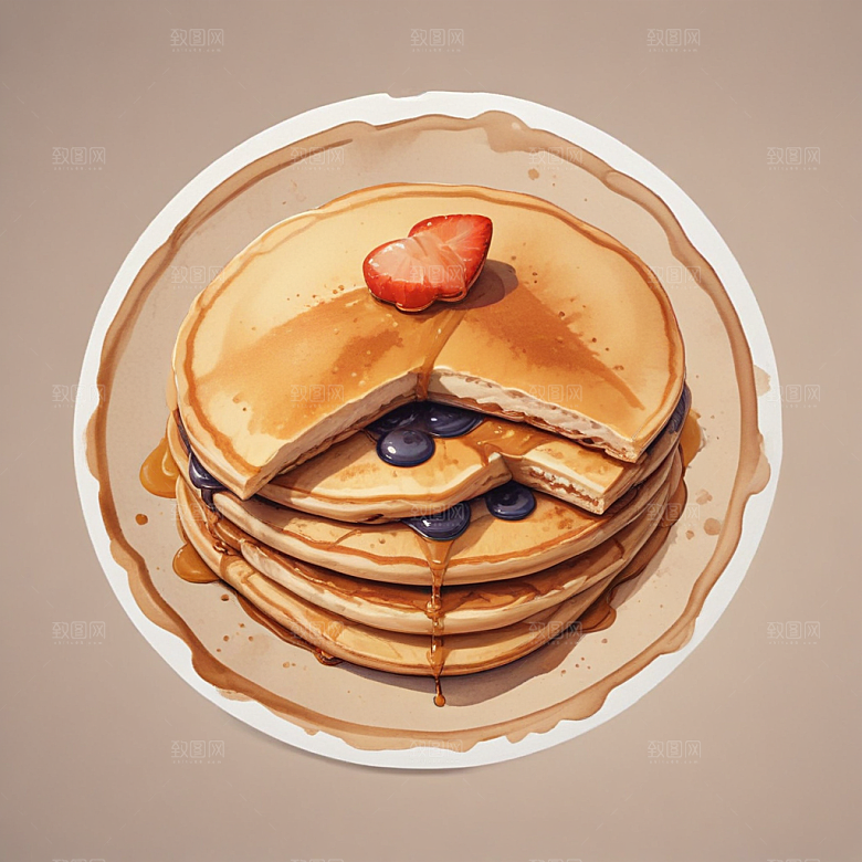 一张煎饼插画卡通风格贴纸
