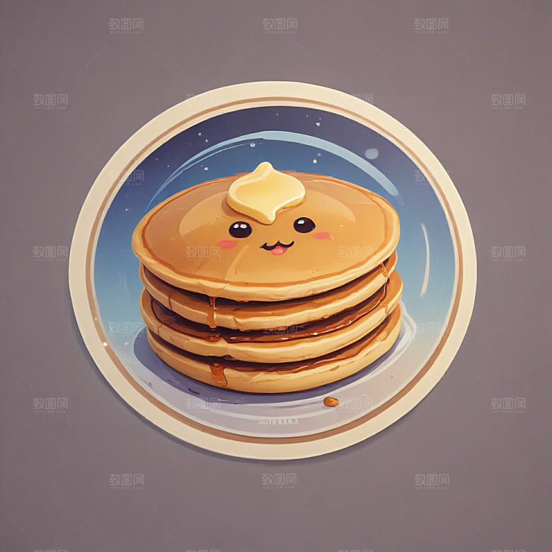 一张煎饼插画卡通风格贴纸