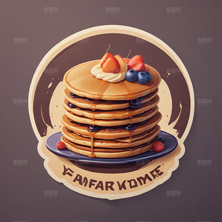 一张煎饼插画卡通风格贴纸