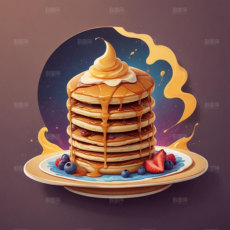 一张煎饼插画卡通风格贴纸