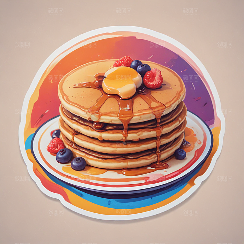 一张煎饼插画卡通风格贴纸