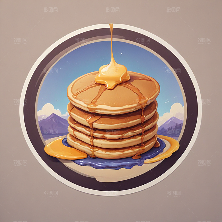 一张煎饼插画卡通风格贴纸