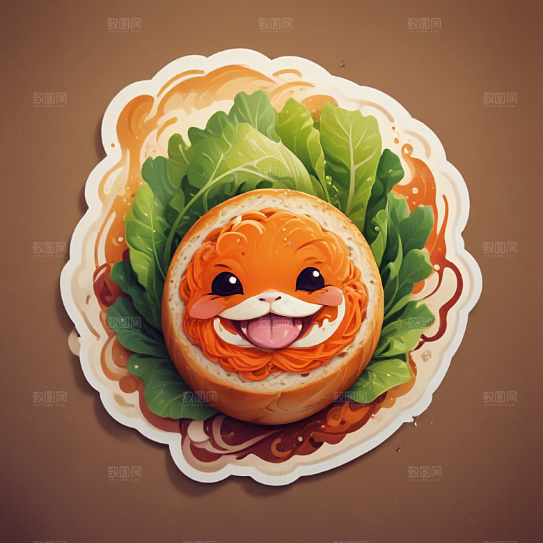 一个素菜卷插画卡通风格贴纸