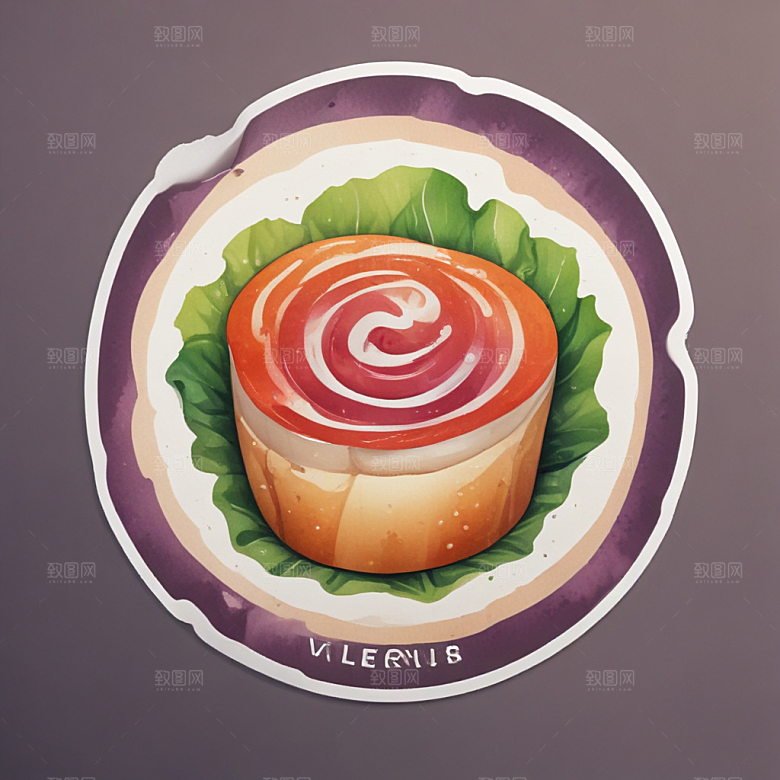 一个素菜卷插画卡通风格贴纸