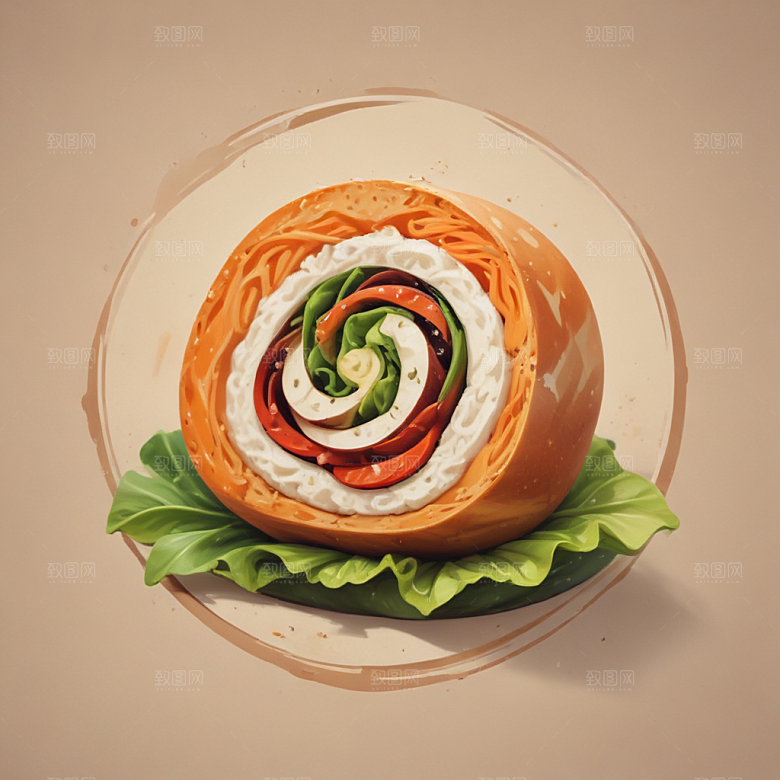 一个素菜卷插画卡通风格贴纸