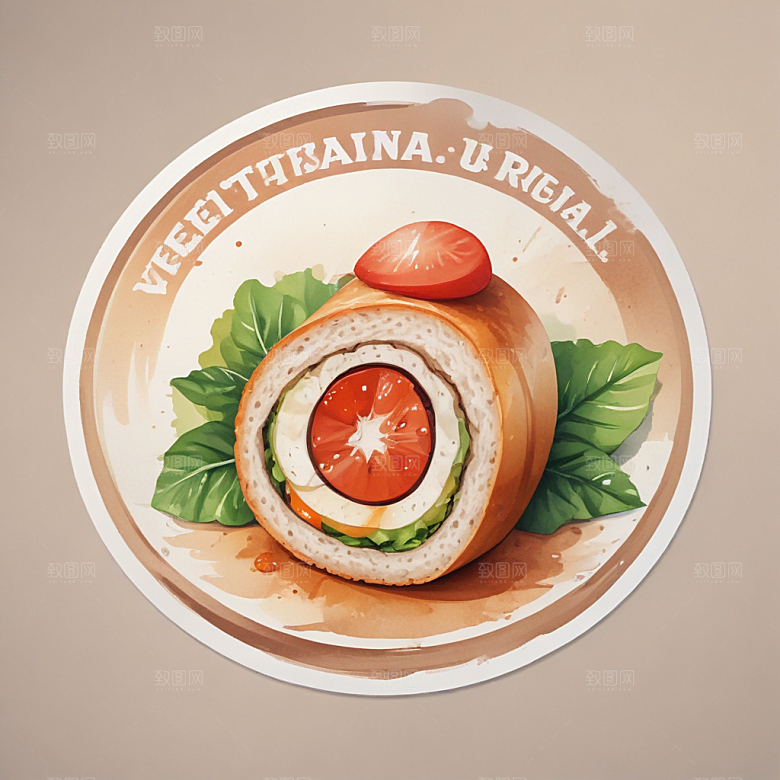 一个素菜卷插画卡通风格贴纸