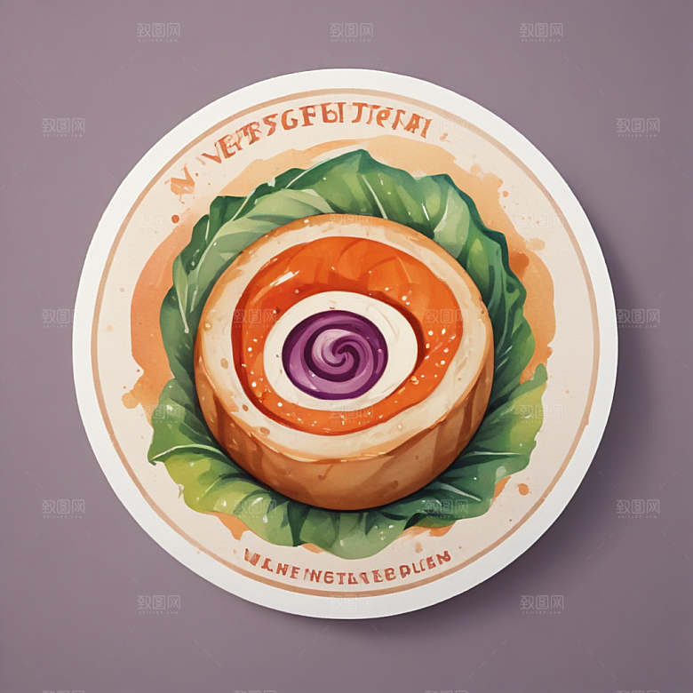 一个素菜卷插画卡通风格贴纸