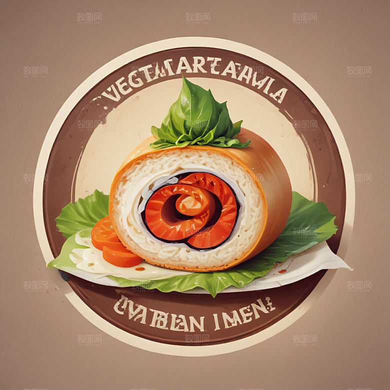 一个素菜卷插画卡通风格贴纸