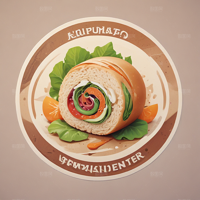 一个素菜卷插画卡通风格贴纸