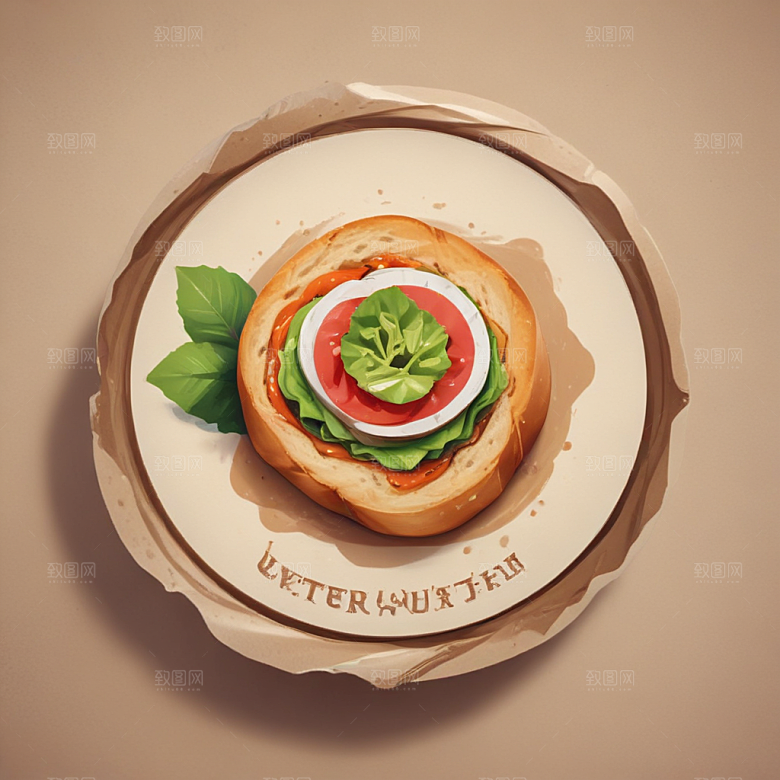 一个素菜卷插画卡通风格贴纸