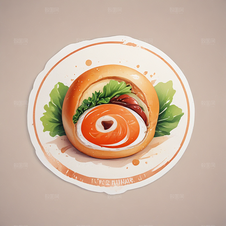 一个素菜卷插画卡通风格贴纸