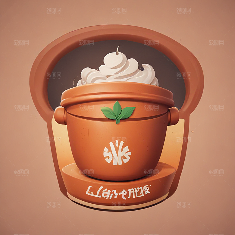 一份煲仔饭插画卡通风格贴纸