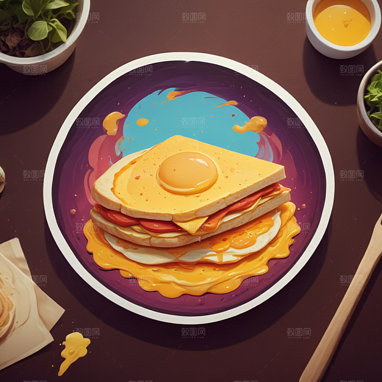 一张鸡蛋饼插画卡通风格贴纸