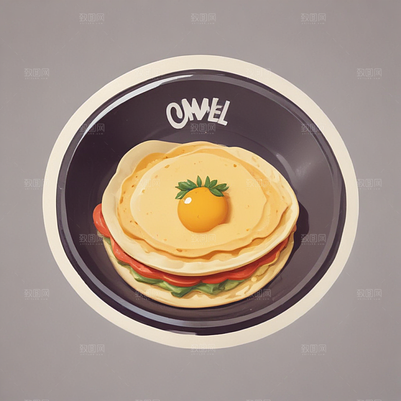 一张鸡蛋饼插画卡通风格贴纸