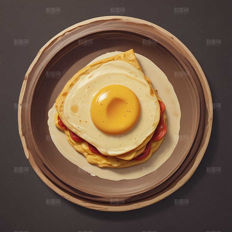 一张鸡蛋饼插画卡通风格贴纸