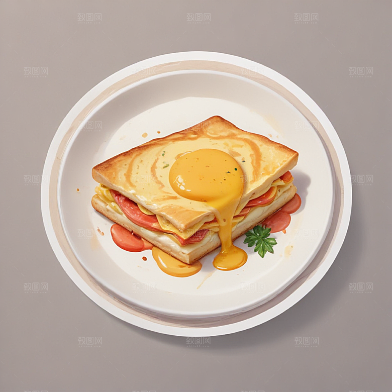 一张鸡蛋饼插画卡通风格贴纸