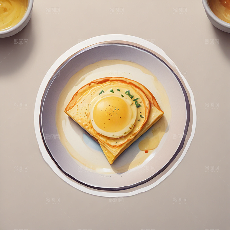 一张鸡蛋饼插画卡通风格贴纸
